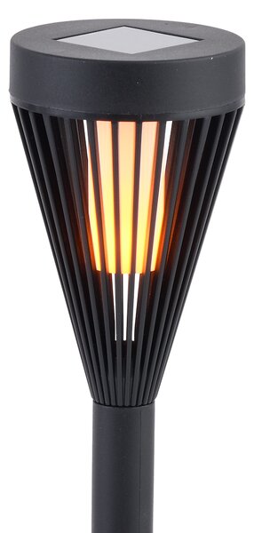 Exteriérové solárne svietidlo Flame, 1x čierne plastové tienidlo