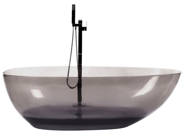 Voľne stojaca vaňa priehľadná čierna z materiálu solid surface 169 x 78 cm oválne pre jednu osobu moderný dizajn