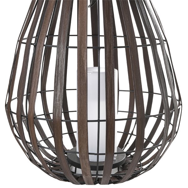 Solárny lampáš tmavohnedý syntetický materiál LED svetlo energeticky úsporný rustikálny boho štýl