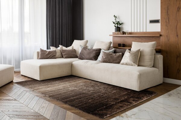 Dywany Łuszczów , Kusový koberec Flim 007-B3 Stripes brown, 120x160, hnedá, obývacia izba