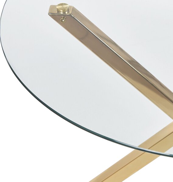 Jedálenský stôl zlatý doska z tvrdeného skla okrúhly ⌀ 90 cm 4-miestny moderný dizajn