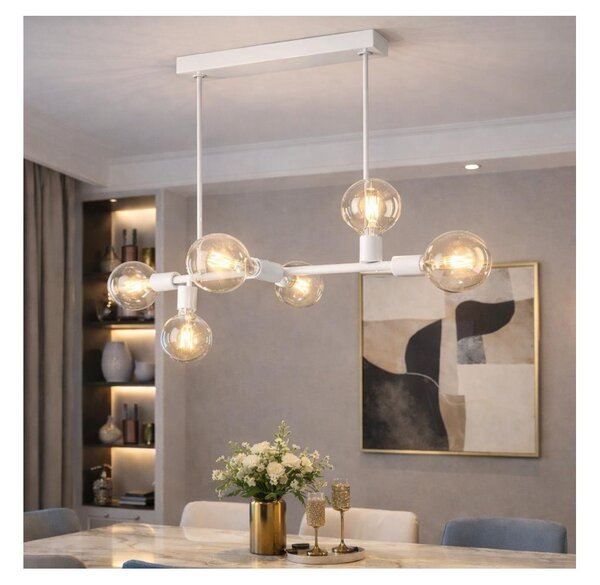Luster na tyči ASTRID 6xE27/60W/230V biela