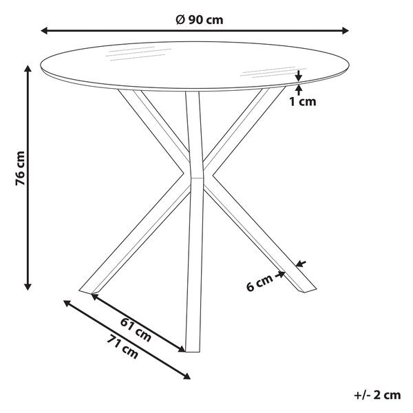Jedálenský stôl zlatý doska z tvrdeného skla okrúhly ⌀ 90 cm 4-miestny moderný dizajn