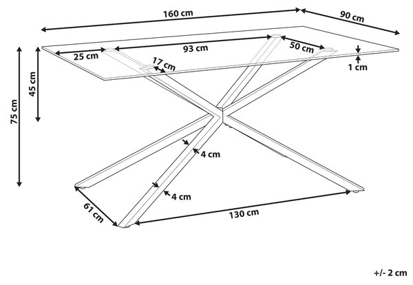 Jedálenský stôl strieborný s vrchnou doskou z tvrdeného skla obdĺžnikový 160 x 90 cm pre 4 osoby moderný dizajn