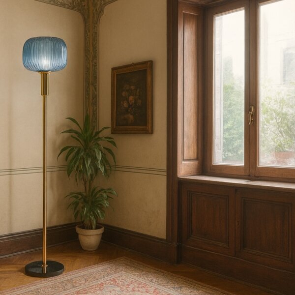 ONLI - Stojacia lampa DOROTY 1xE27/22W/230V modrá/zlatá