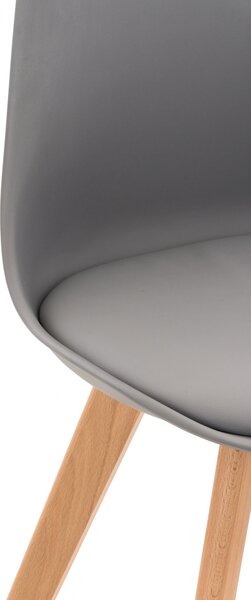 Stolička Linares - plast, drevené nohy natura - Sivá