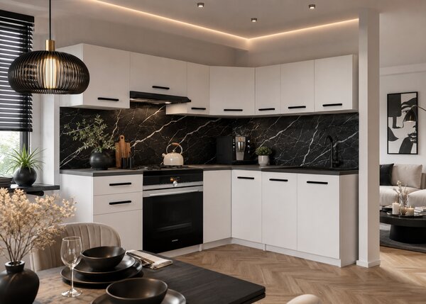 Kuchynská linka Belini 360 cm biely mat s pracovnou doskou Lidiauniqa2