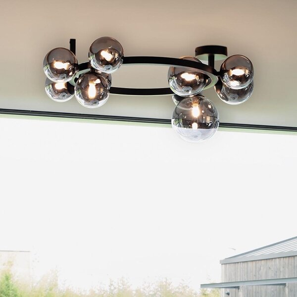 Ideal Lux - LED prisadený luster PERLAGE 10xG9/3W/230V priemer 70 cm čierna/dymová