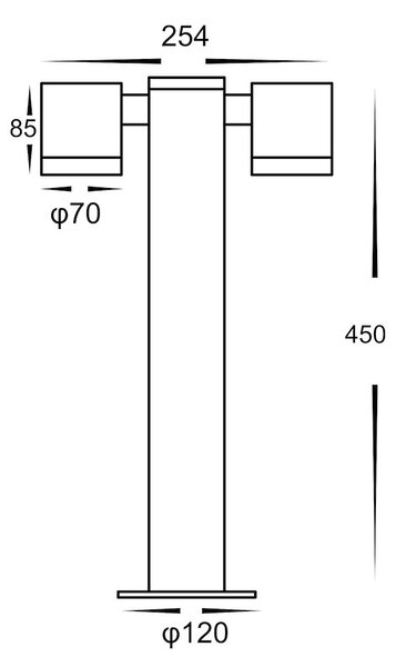 Exteriérové svietidlo Ketto, 2x čierne hliníkové tienidlo