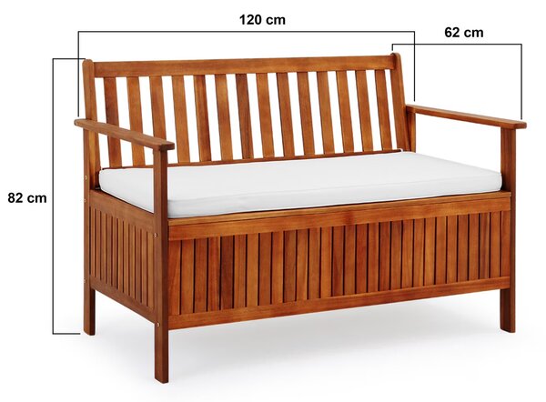 Záhradná lavička s úložným priestorom 120 cm - agát