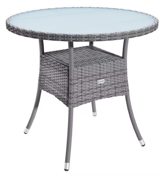Ratanový stôl Ø80 cm - sivý
