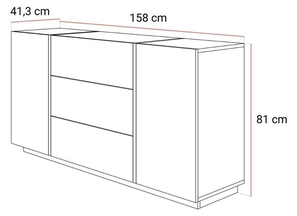 KOMODA SANTINO KAŠMÍR LESK / ZLATÁ 158 cm
