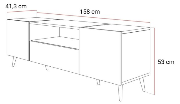 TV STOLÍK SANTINO NA NOŽIČKÁCH KAŠMÍR LESK / ZLATÝ 158 cm