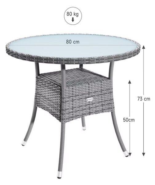 Ratanový stôl Ø80 cm - sivý