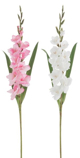 2ks biela a ružová umelá kvetina gladiol / gladioly - 12 * 102 cm
