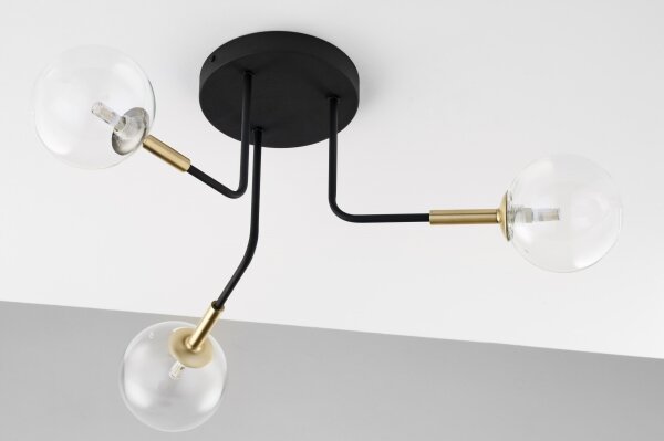 Jupiter 2039 - Luster na tyči BURANO 3xG9/10W/230V čierna/zlatá/číra