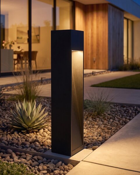 Vonkajšie stĺpikové LED svietidlo čierne hliníkové 50 cm vonkajšie osvetlenie chodníka moderná záhradná lampa