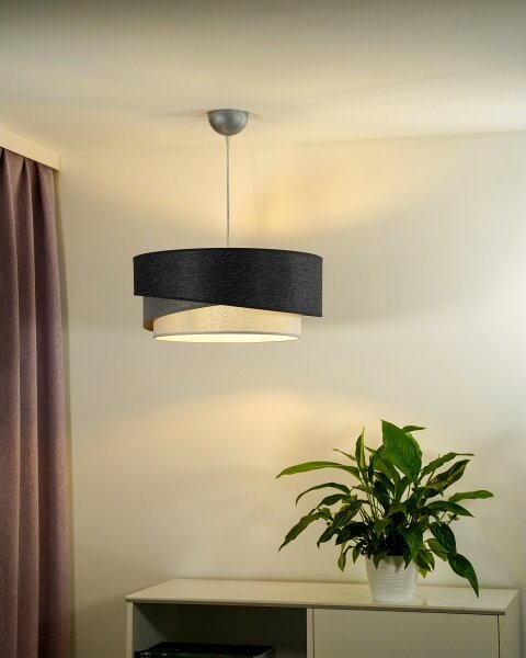 Duolla - Luster na lanku KOBO 1xE27/15W/230V pr. 45 cm antracit/šedá/biela