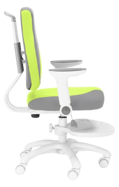 Detská rastúca stolička Neoseat KINDER WHITE PLUS — látka, šedá / zelená