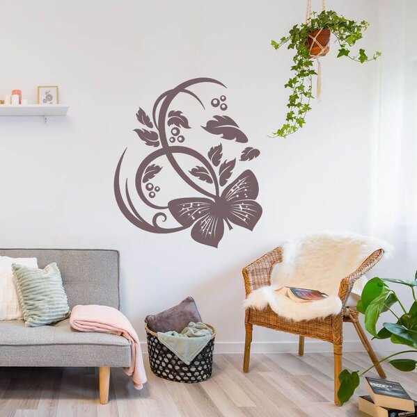 Šablóna na stenu - Ornament s motýlikom