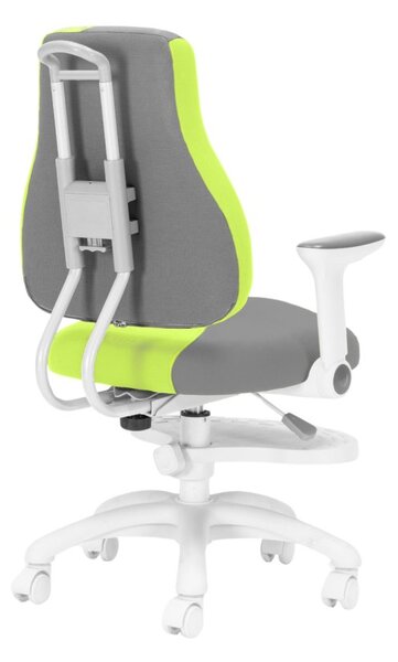 Detská rastúca stolička Neoseat KINDER WHITE PLUS — látka, šedá / zelená
