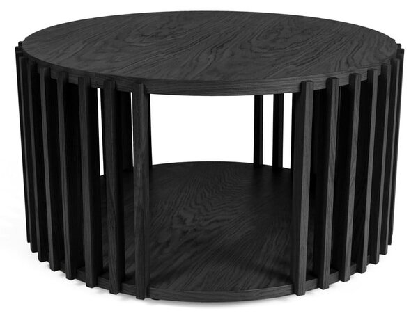Čierny konferenčný stolík z dubového dreva Woodman Drum, ø 83 cm