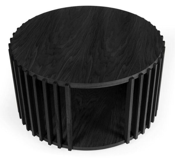Čierny konferenčný stolík z dubového dreva Woodman Drum, ø 83 cm