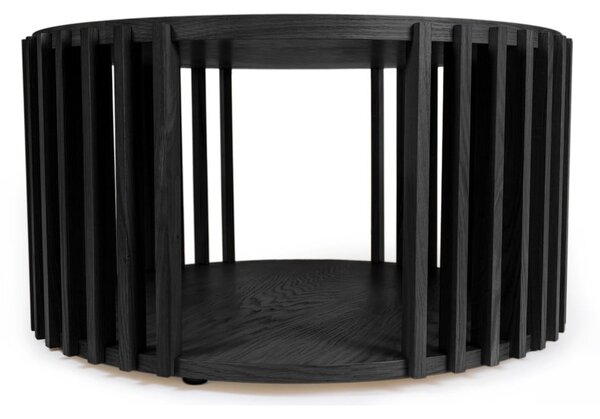 Čierny konferenčný stolík z dubového dreva Woodman Drum, ø 83 cm