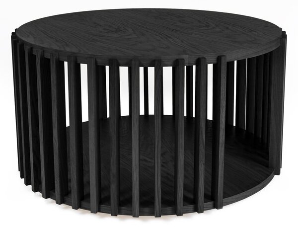 Čierny konferenčný stolík z dubového dreva Woodman Drum, ø 83 cm