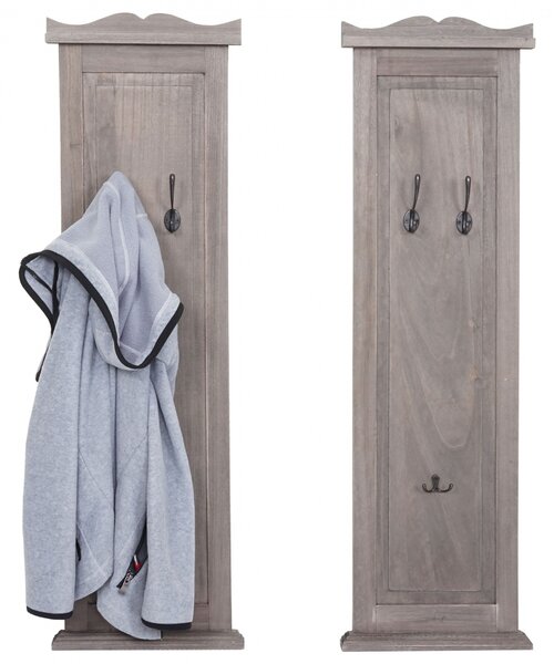 2x vešiaková stena s 3 vešiakmi 94453 - 109x28x3,5 cm, sivohnedá
