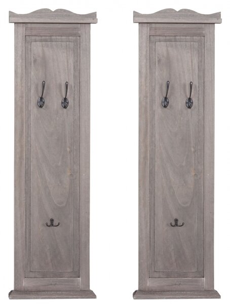 2x vešiaková stena s 3 vešiakmi 94453 - 109x28x3,5 cm, sivohnedá