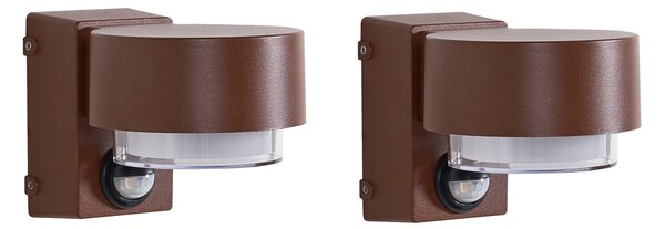 Sada 2 vonkajších nástenných LED svietidiel hnedá hliník 10 cm moderný dizajn vonkajšie osvetlenie