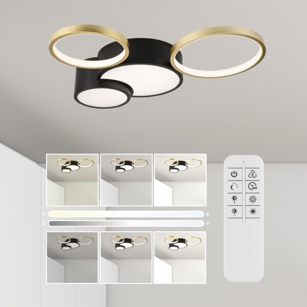 Stmievateľné stropné svietidlo ALIZEE LED/30W/230V 3000-6500K čierna/zlatá
