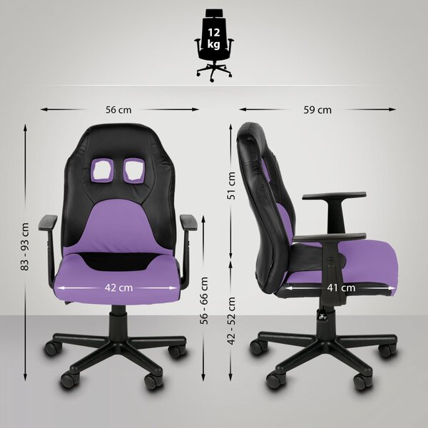 Detská kancelárska stolička Fun - Fialová