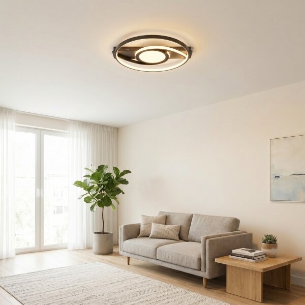 Brilagi - LED stmievateľné stropné svietidlo TWIRL LED/38W/230V čierna + diaľkový ovládač
