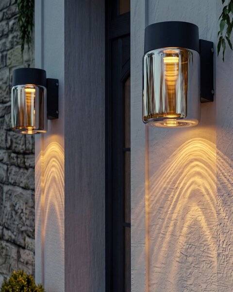 Sada 2 vonkajších nástenných LED svietidiel čierna hliník 16 cm moderný dizajn vonkajšie osvetlenie