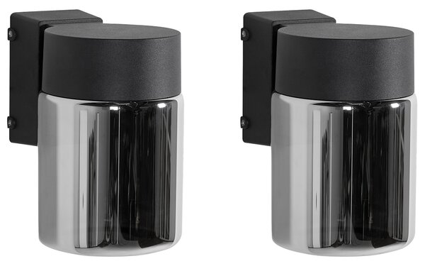 Sada 2 vonkajších nástenných LED svietidiel čierna hliník 16 cm moderný dizajn vonkajšie osvetlenie