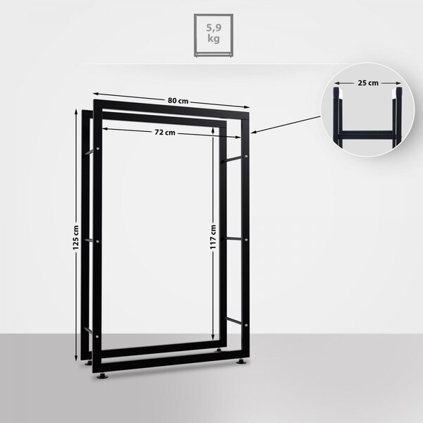 Stojan na drevo Keri V2 25x80x125, čierna