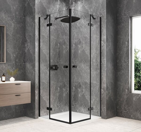 Polysan Polysan, GLOBE BLACK štvorcová sprchová zástena 800x800mm, rohový vstup, číre sklo, GB5880B