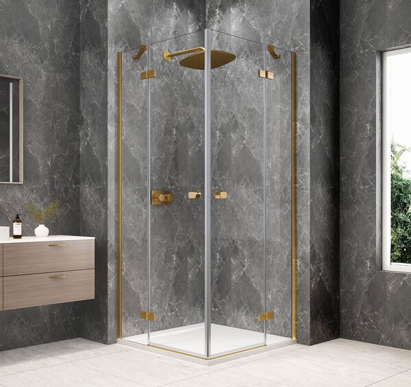 Polysan Polysan, GLOBE GOLD MATT štvorcová sprchová zástena 800x800mm, rohový vstup, číre sklo, GB5880G