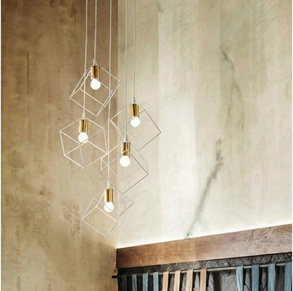 Ideal Lux - Luster na lanku ICE 5xE27/60W/230V pr. 50 cm biela