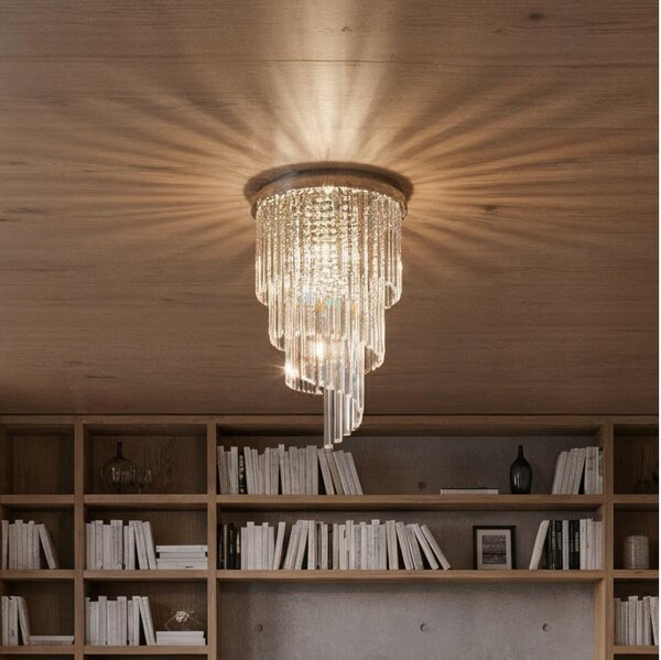 Ideal Lux-Krištáľový prisadený luster CARLTON 8xE14/40W/230V pr.40cm lesklý chróm