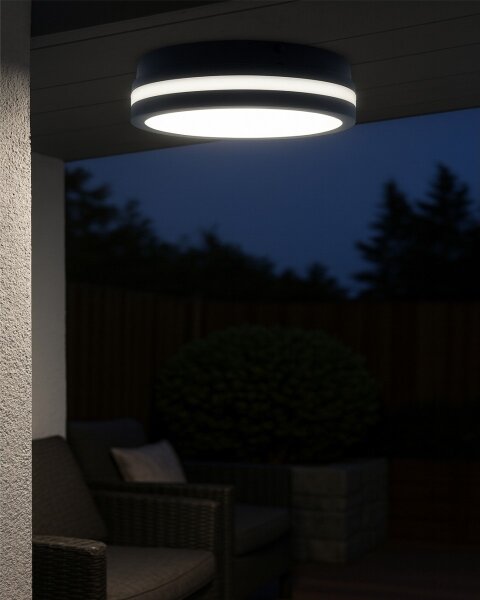 LED Kúpeľ. stropné svietidlo so senzorom ELLÉ LED/24W/230V pr. 26 cm IP54 antr