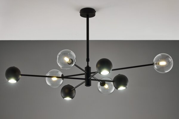 Jupiter 1996 - Luster na tyči MOKA 4xGU10/10W/230V + 4xG9/10W/230V čierna/číra