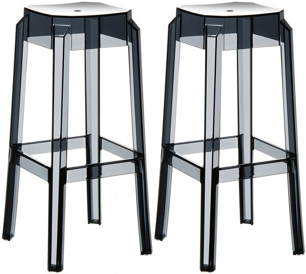 Plastová barová stolička FOX (SET 2 ks) - Čierna transparent