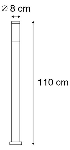 Vonkajšia lampa na stĺp oceľ 110 cm IP44 - Rox s uzemňovacím kolíkom a káblovou objímkou