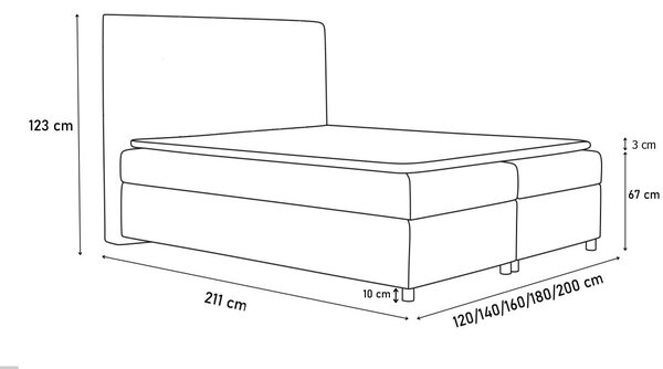 Čalúnená postel MONA + úložný priestor + topper - primo 8801 / 160x200