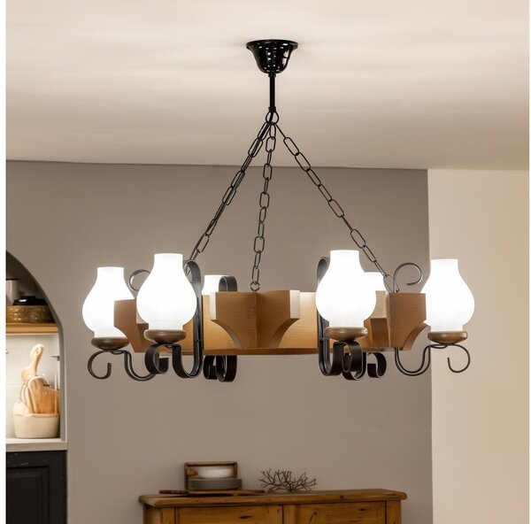 Brilagi - Luster na reťazi QUEEN 6xE14/40W/230V buk/orech