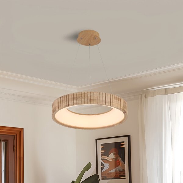 Brilagi - Závesné LED svietidlo na lane FALCON WOOD MODERN LED/30W/230V pr. 45 cm drevo