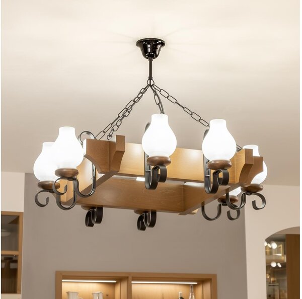 Brilagi - Luster na reťazi QUEEN 8xE14/40W/230V buk/orech